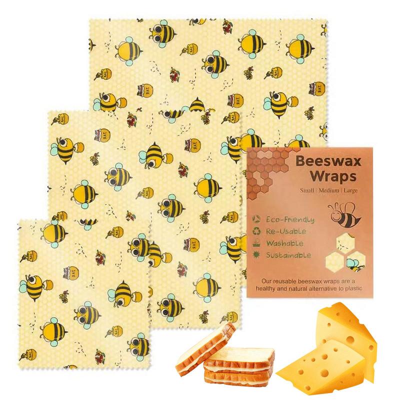 Beeswax Wrap Reusable - 3 adet kullanımlık gıda taze tutma