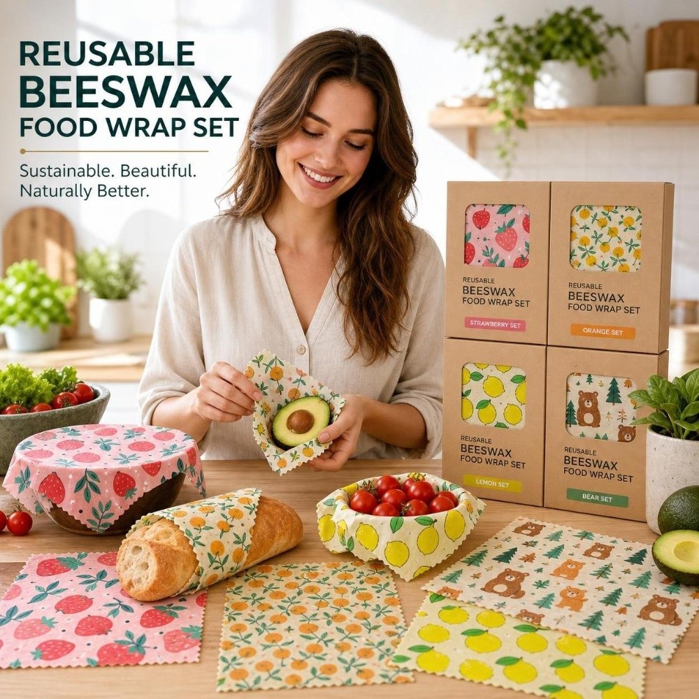 Beeswax Food Cover - 9 adet çok boyutlu balmumu gıda
