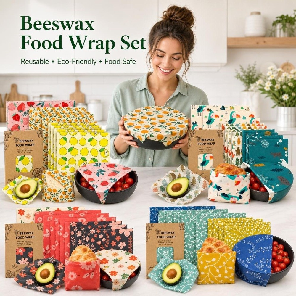 Beeswax Food Cover - 9 adet çok boyutlu balmumu gıda