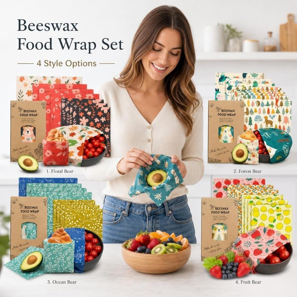 Beeswax Food Cover - 9 adet Çok Boyutlu Balmumu Gıda
