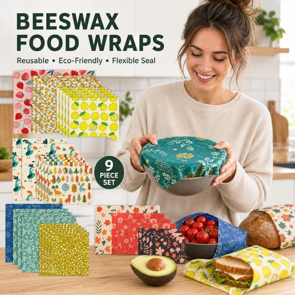 9 adet çok boyutlu balmumu gıd - Beeswax Food Cover incelemesi ve fiyatı